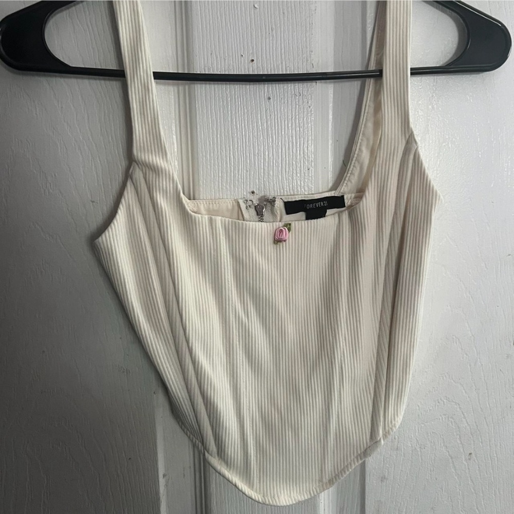 cream zip up corset